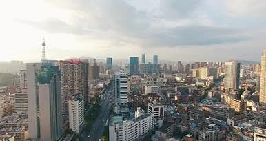 一线城市上海黄昏建筑群航拍视频的预览图